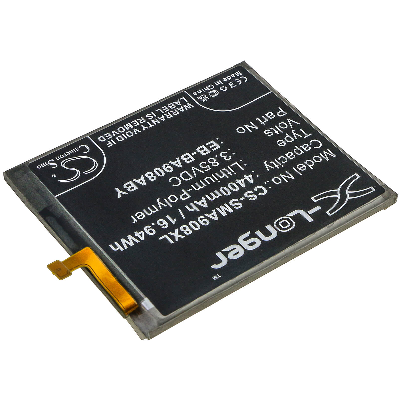 3.85V, 4400mAh, Li-Polymer Battery fits Samsung, Galaxy A90 5g, Sm-a908, 16.94Wh