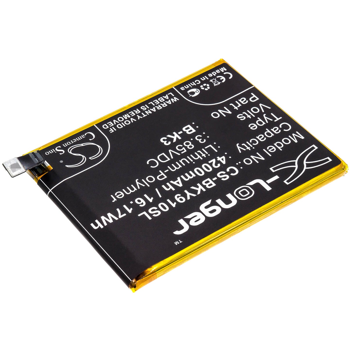 3.85V, 4200mAh, Li-Polymer Battery fits Bbk, V1945a, V1945t, 16.17Wh
