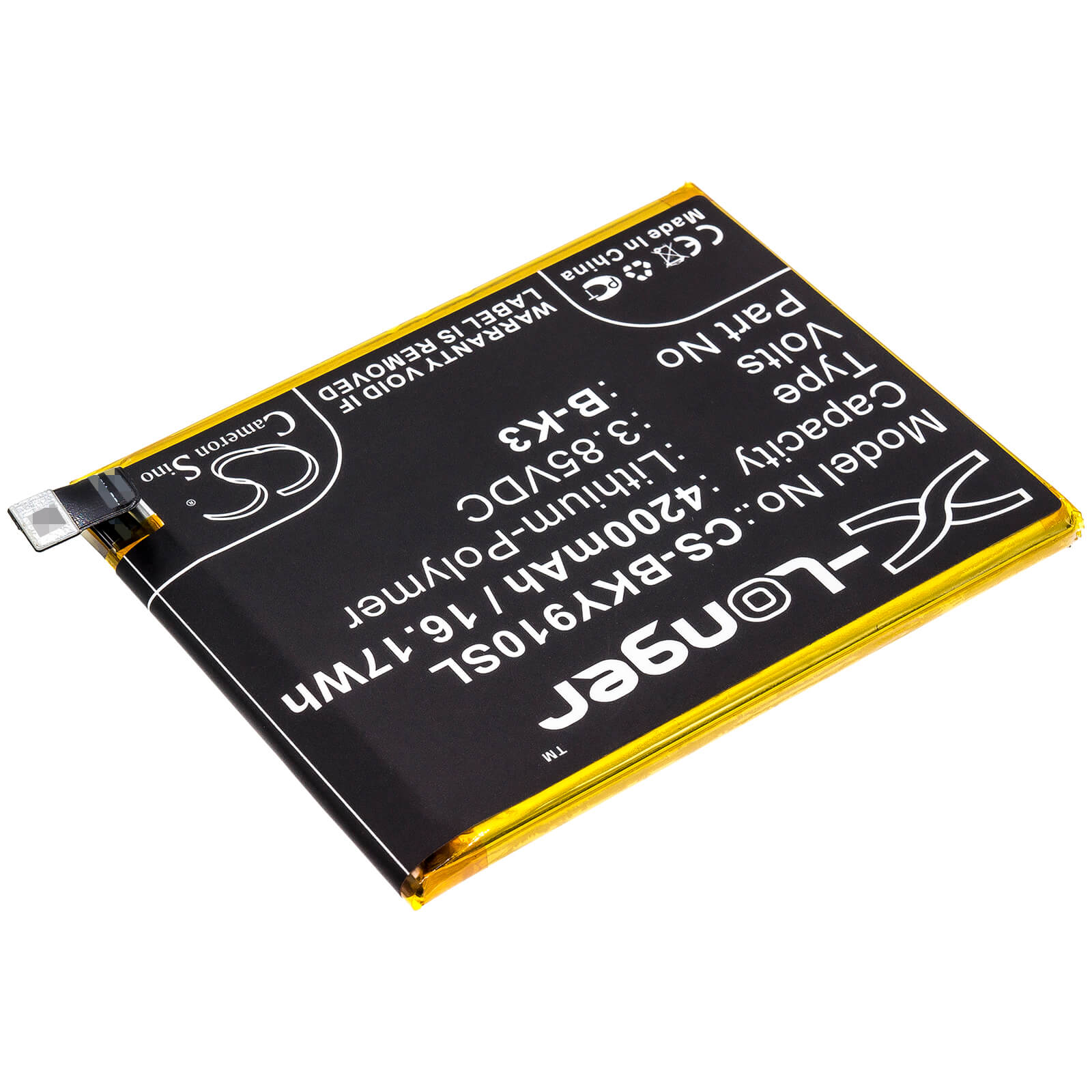 3.85V, 4200mAh, Li-Polymer Battery fits Vivo, V1945a, V1945t, 16.17Wh