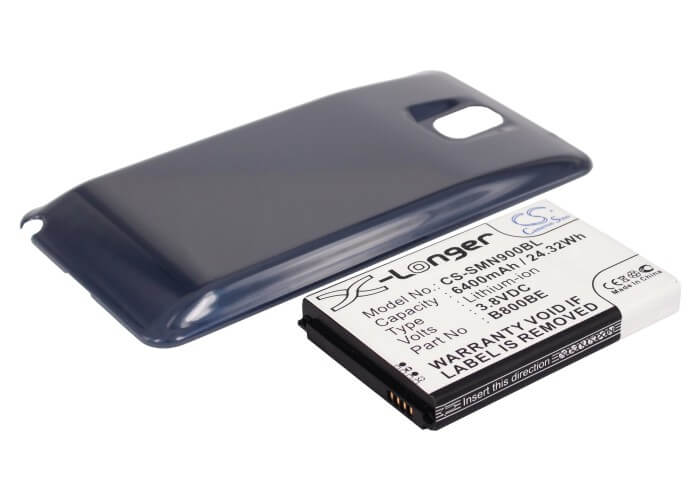 Blue, 3.8V, 6400mAh, Li-ion Battery fits Samsung, Galaxy Note 3, Galaxy Note Iii, 24.32Wh