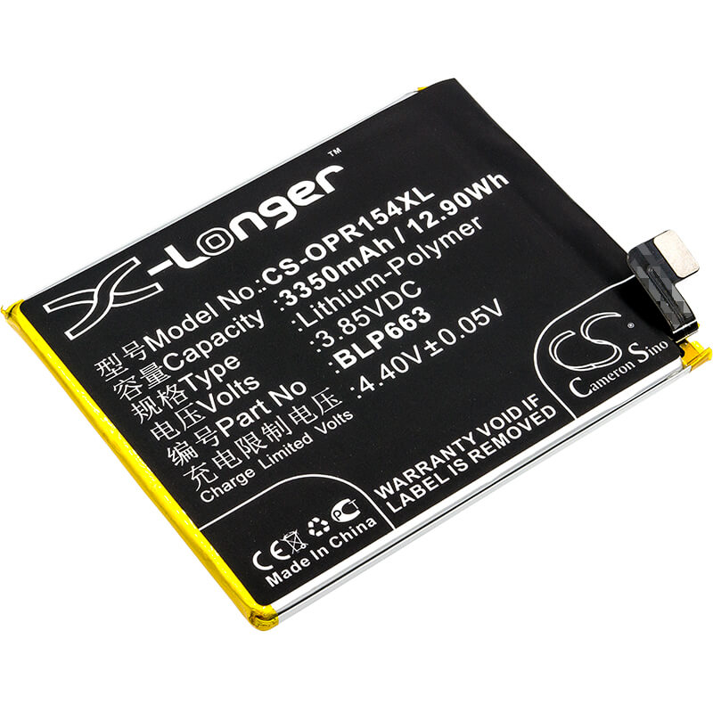 3.85V, 3350mAh, Li-Polymer Battery fits Oppo, Cph1835, Pacm00, 12.8975Wh