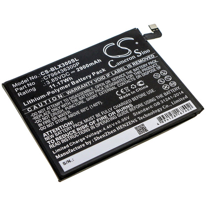 3.85V, 2900mAh, Li-Polymer Battery fits Blu, V0210ww, Vivo Xl3 Plus, 11.165Wh