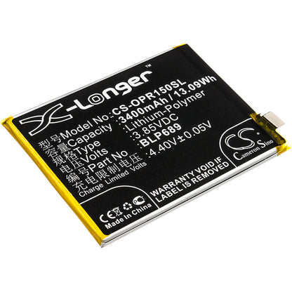 3.85V, 3400mAh, Li-Polymer Battery fits Oppo, Pbcm10, Pbct10, 13.09Wh