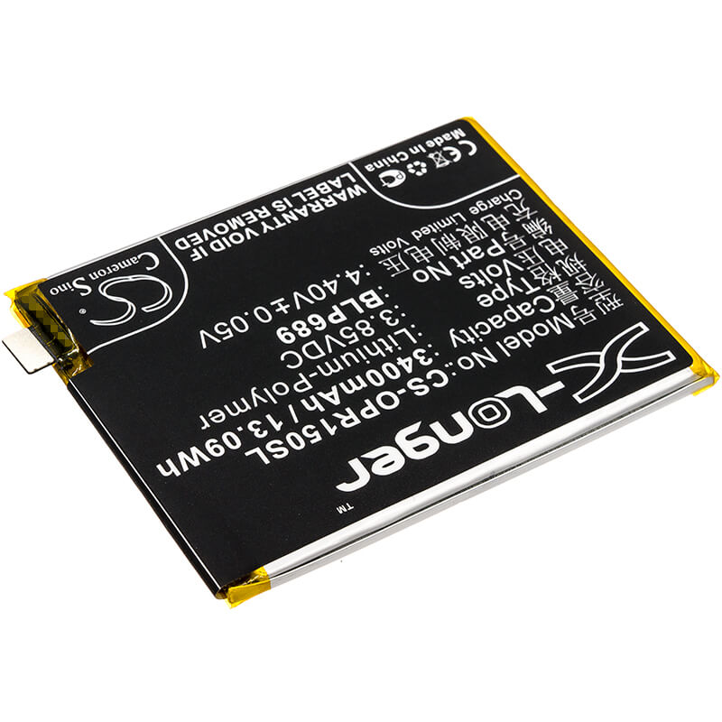 3.85V, 3400mAh, Li-Polymer Battery fits Oppo, Pbcm10, Pbct10, 13.09Wh
