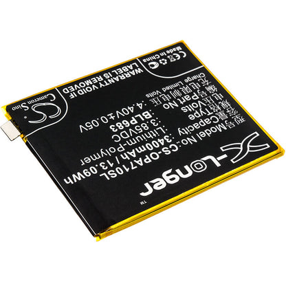 3.85V, 3400mAh, Li-Polymer Battery fits Oppo, A7x, A7x Dual Sim, 13.09Wh