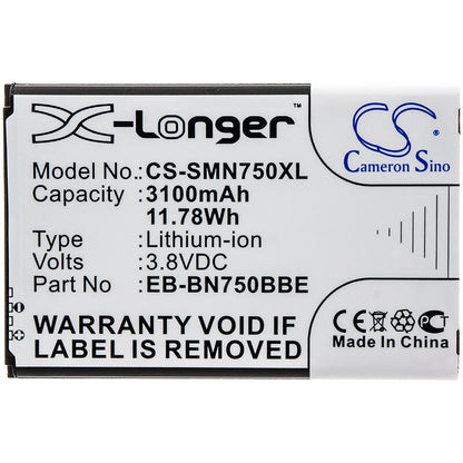 CS-SMN750XL, Mobile, Smartphone 3.8V, 3100mAh, Li-ion Battery fits Samsung, Galaxy Note 3 Mini, Galaxy Note 3 Neo, 11.78Wh