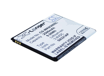 3.8V, 2500mAh, Li-ion Battery fits Wiko, N300, Slide, 9.5Wh