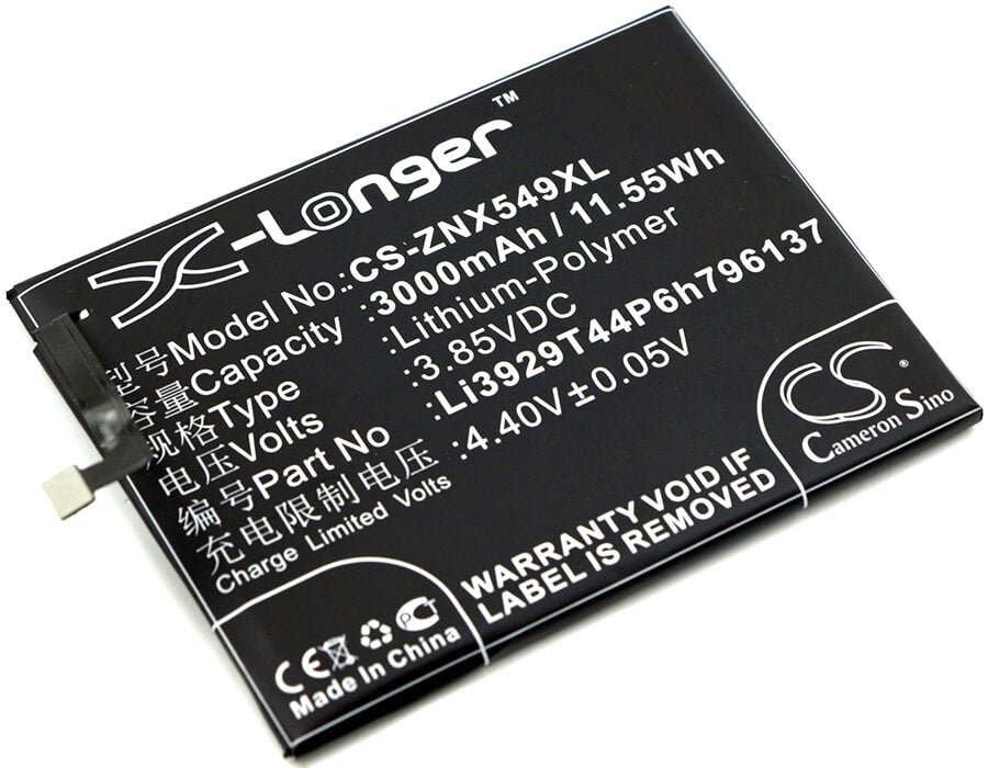 3.85V, 3000mAh, Li-Polymer Battery fits Nubia, Nx549j, Z11 Mini S, 11.55Wh