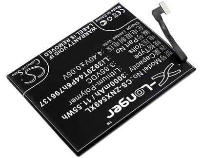 3.85V, 3000mAh, Li-Polymer Battery fits Nubia, Nx549j, Z11 Mini S, 11.55Wh