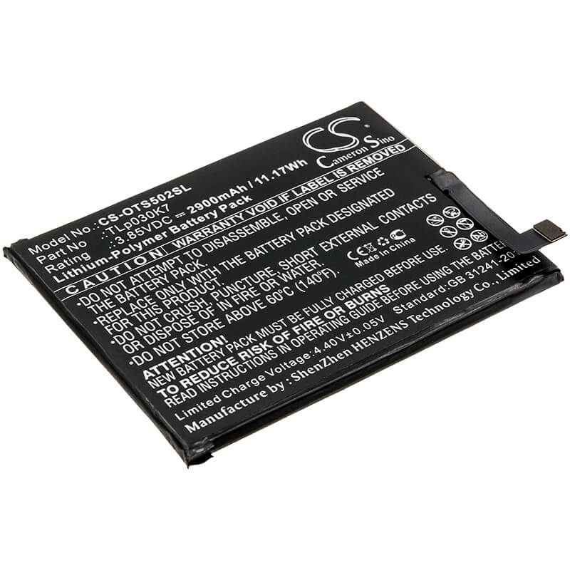 3.85V, 2900mAh, Li-Polymer Battery fits Alcatel, 1s, Ot-5024d, 11.165Wh