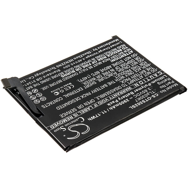 3.85V, 2900mAh, Li-Polymer Battery fits Alcatel, 1s, Ot-5024d, 11.165Wh