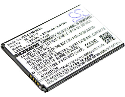3.85V, 2200mAh, Li-ion Battery fits Lg, Grace, Harmony, 8.47Wh