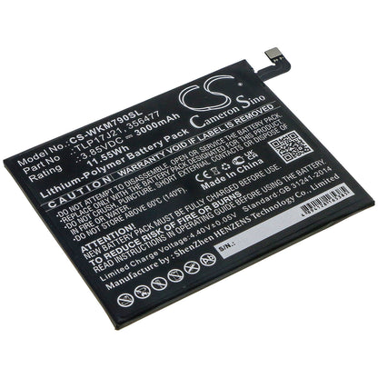 3.85V, 3000mAh, Li-Polymer Battery fits Wiko, M1790, View Xl, 11.55Wh