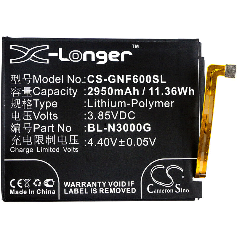 3.85V, 2950mAh, Li-Polymer Battery fits Gionee, F6, F6l, 11.3575Wh