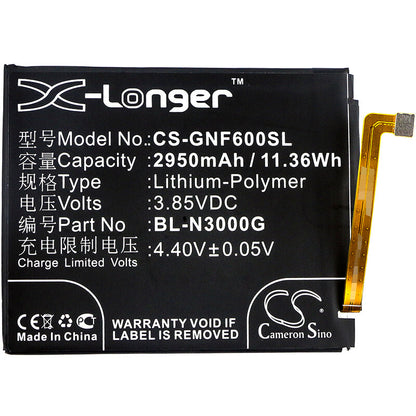 3.85V, 2950mAh, Li-Polymer Battery fits Gionee, F6, F6l, 11.3575Wh