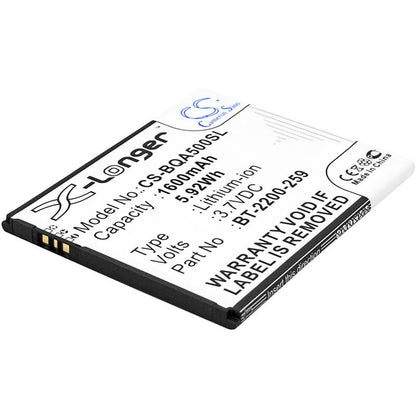 3.7V, 1600mAh, Li-ion Battery fits Bq, Aquaris 5.0, 5.92Wh