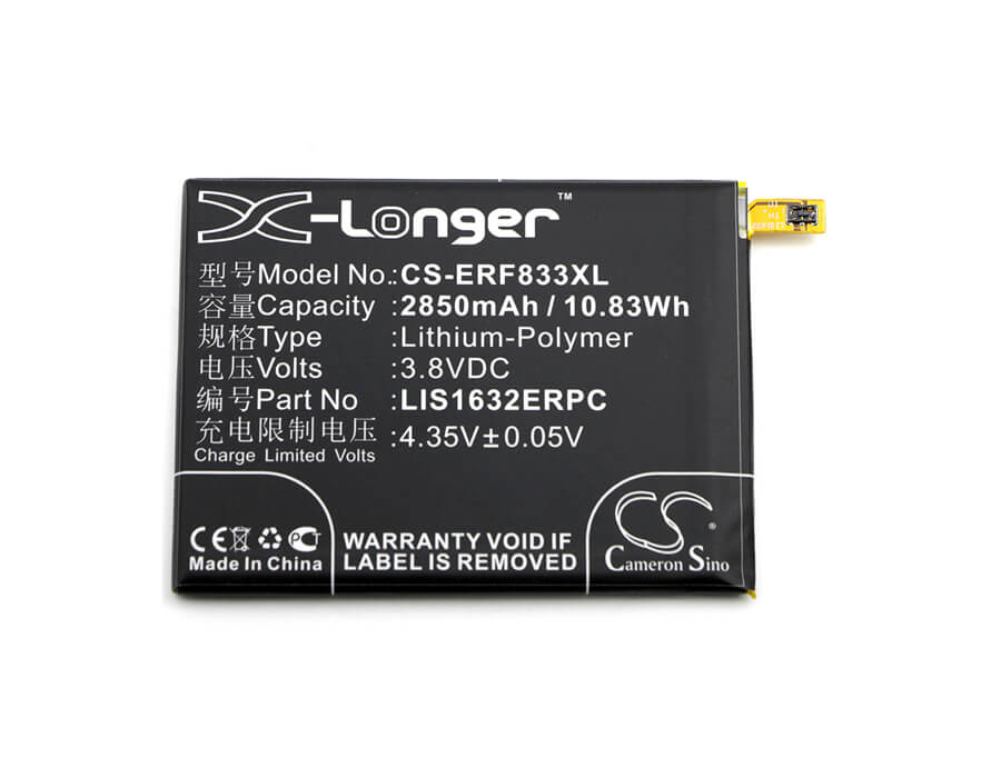 3.8V, 2850mAh, Li-Polymer Battery fits Sony, F8331, F8332, 10.83Wh