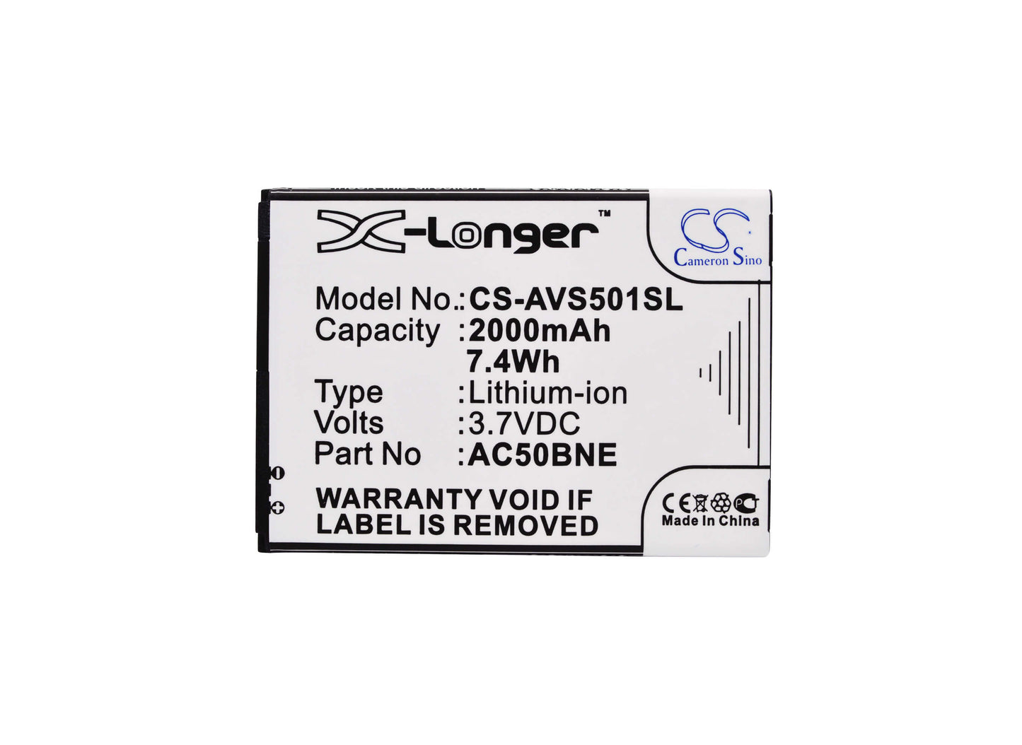 3.7V, 2000mAh, Li-ion Battery fits Archos, 50b Neon, Neon 50b, 7.4Wh
