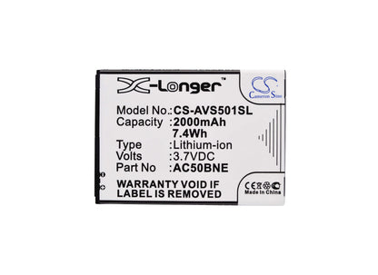 3.7V, 2000mAh, Li-ion Battery fits Archos, 50b Neon, Neon 50b, 7.4Wh