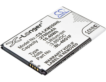 3.85V, 2700mAh, Li-ion Battery fits Lg, Grace, Harmony, 10.395Wh