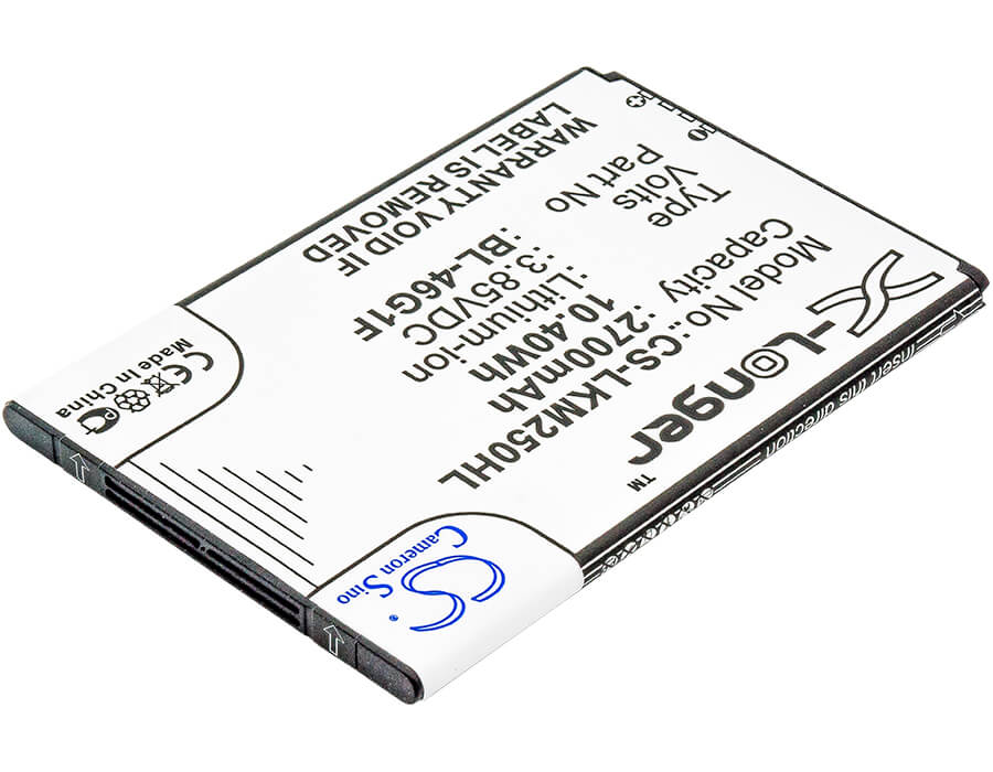 3.85V, 2700mAh, Li-ion Battery fits Lg, Grace, Harmony, 10.395Wh