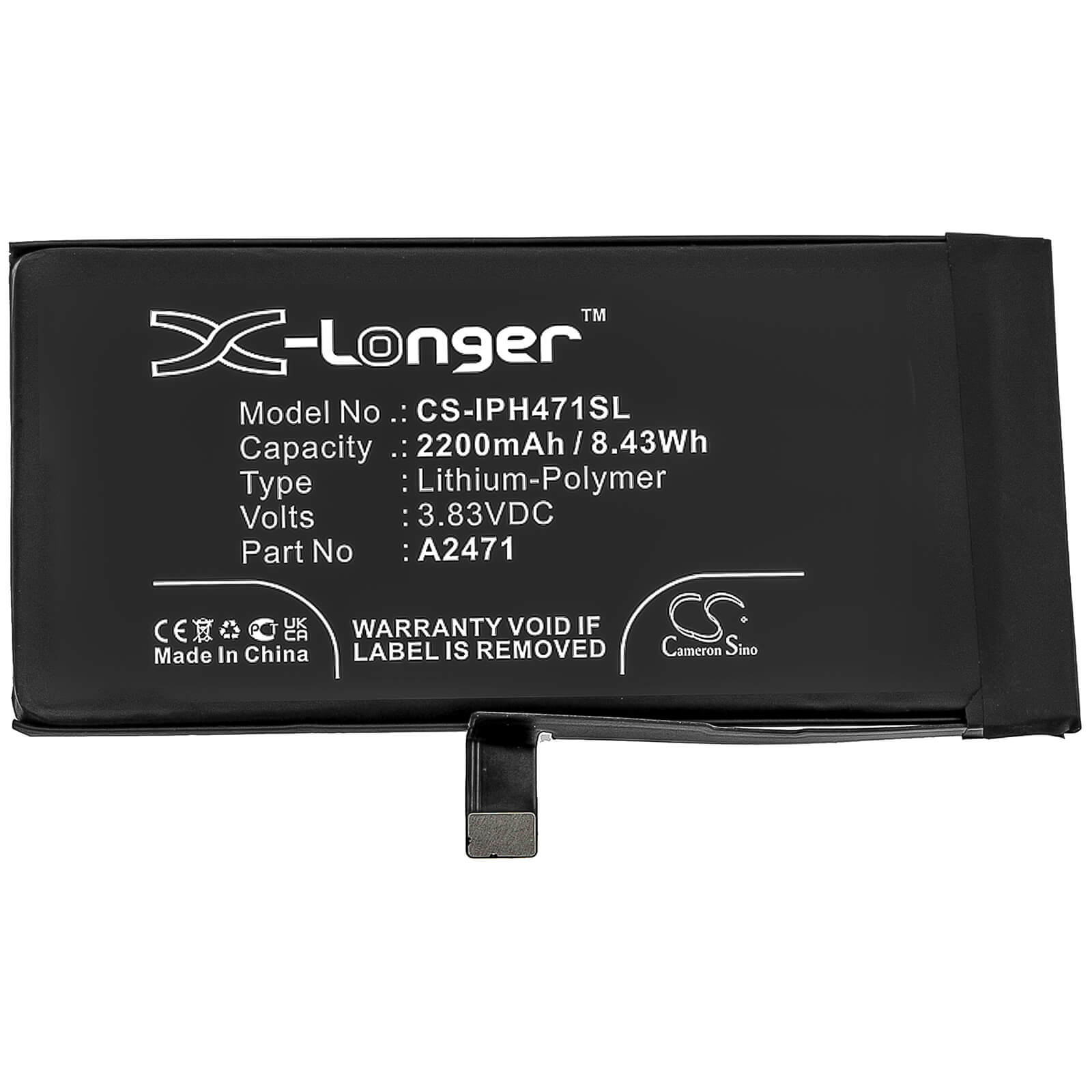 3.83V, 2200mAh, Li-Polymer Battery fits Apple, Iphone 12 Mini, 8.426Wh