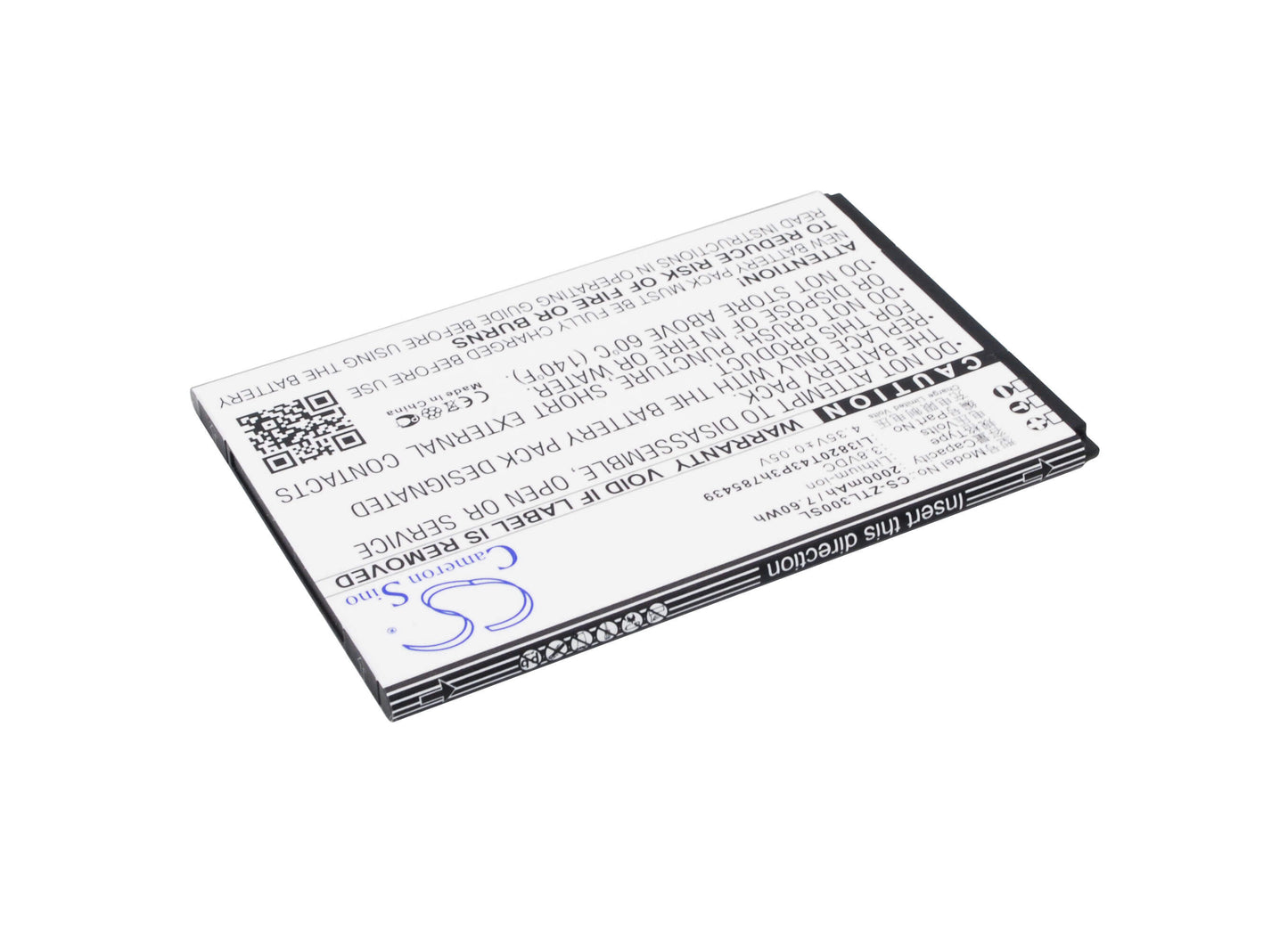3.8V, 2000mAh, Li-ion Battery fits Zte, Blade L3, 7.6Wh