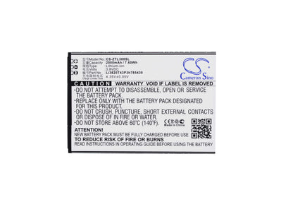 3.8V, 2000mAh, Li-ion Battery fits Zte, Blade L3, 7.6Wh