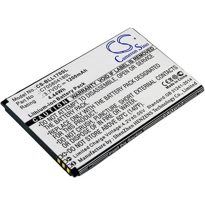 3.7V, 1200mAh, Li-ion Battery fits Blu, L170i, Life Play 2, 4.44Wh