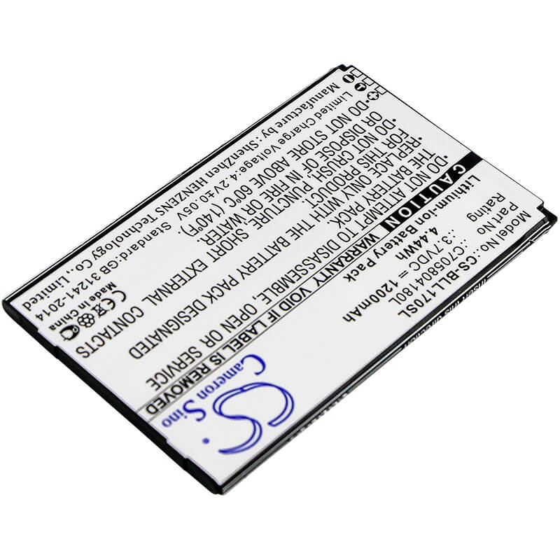 3.7V, 1200mAh, Li-ion Battery fits Blu, L170i, Life Play 2, 4.44Wh