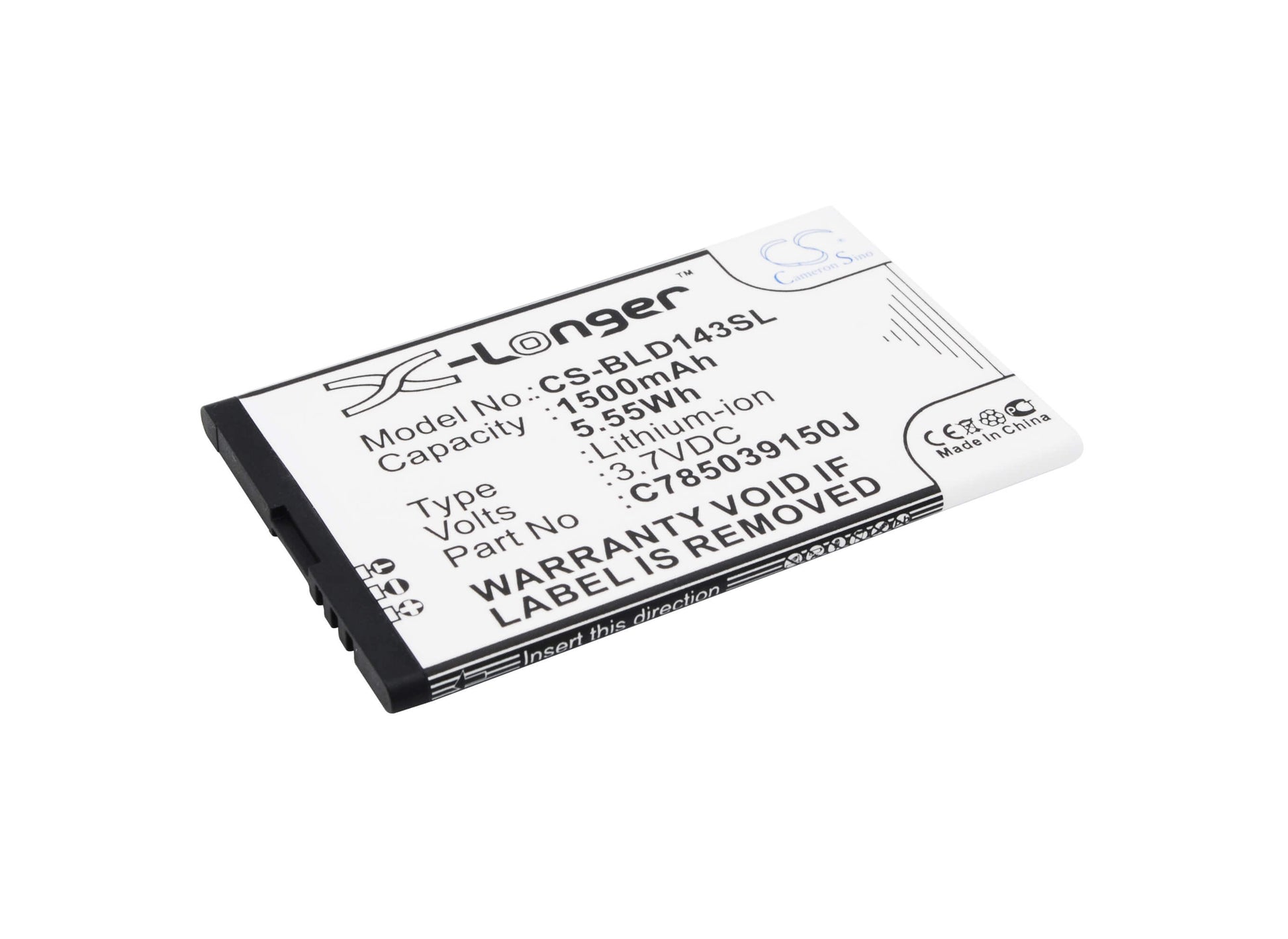 3.7V, 1500mAh, Li-ion Battery fits Blu, D143k, Dash Jr 4.0 K, 5.55Wh