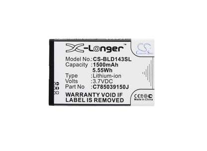 3.7V, 1500mAh, Li-ion Battery fits Blu, D143k, Dash Jr 4.0 K, 5.55Wh