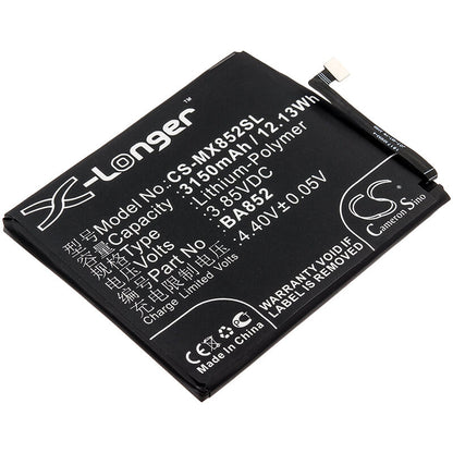 3.85V, 3150mAh, Li-Polymer Battery fits Meizu, 16 Global, 16 Global Dual Sim, 12.1275Wh