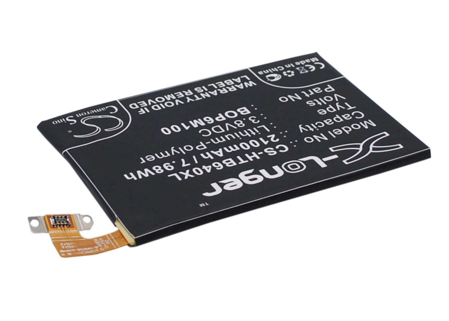 3.8V, 2100mAh, Li-Polymer Battery fits Htc, 0p6b640, 0p8b200, 7.98Wh