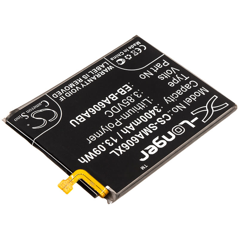 3.85V, 3400mAh, Li-Polymer Battery fits Samsung, Galaxy A60, Galaxy A60 2019, 13.09Wh