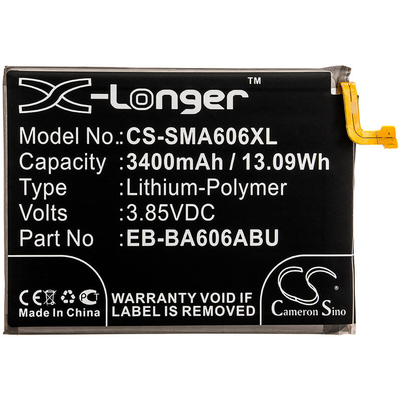 3.85V, 3400mAh, Li-Polymer Battery fits Samsung, Galaxy A60, Galaxy A60 2019, 13.09Wh