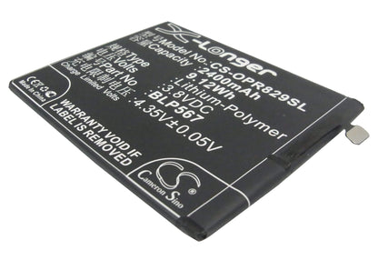 3.8V, 2400mAh, Li-Polymer Battery fits Oppo, R1, R1k, 9.12Wh