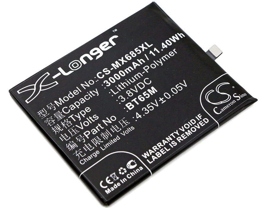 3.8V, 3000mAh, Li-Polymer Battery fits Meizu, M685c, M685q, 11.4Wh