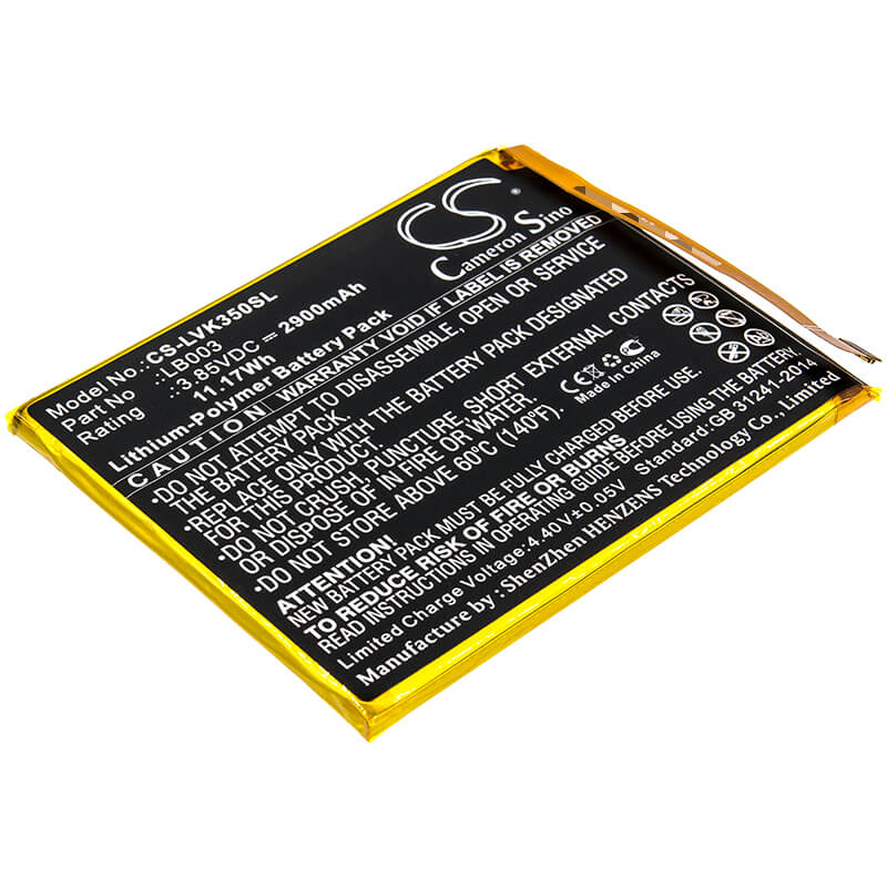 3.85V, 2900mAh, Li-Polymer Battery fits Lenovo, K350t, K5, 11.165Wh