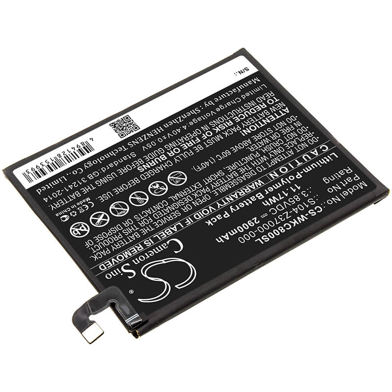 3.85V, 2900mAh, Li-Polymer Battery fits Wiko, C800ae, View 2, 11.165Wh
