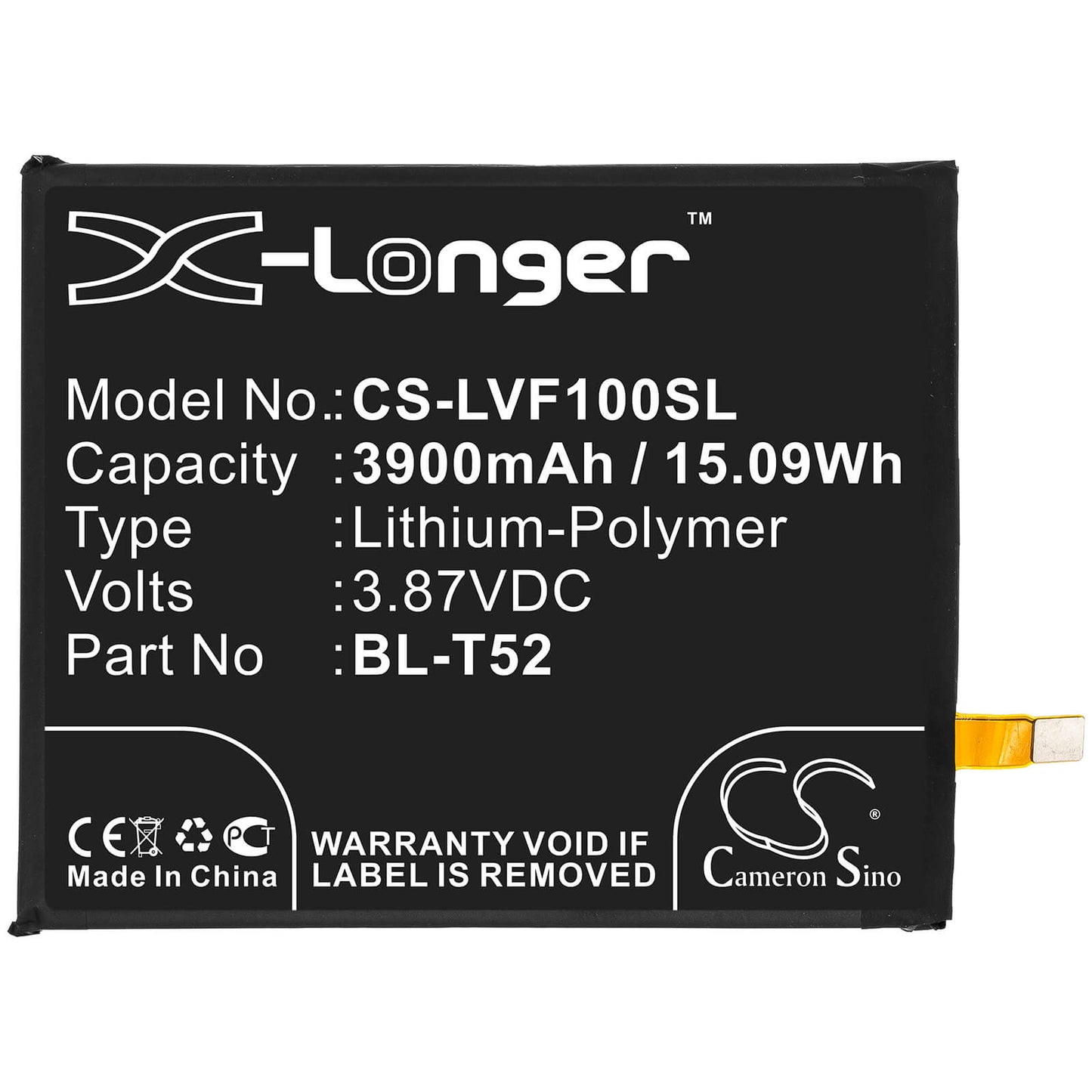 3.87V, 3900mAh, Li-Polymer Battery fits Lg, F100, F100emw, 15.093Wh