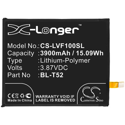 3.87V, 3900mAh, Li-Polymer Battery fits Lg, F100, F100emw, 15.093Wh