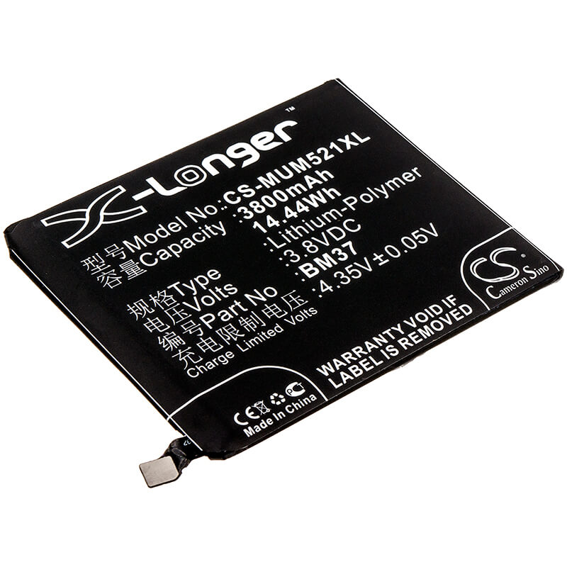 3.8V, 3800mAh, Li-Polymer Battery fits Xiaomi, Mi 5s Plus ( China Version ), Mi 5s Plus Premium Edition ( C, 14.44Wh