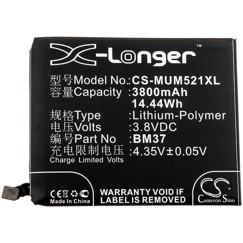 3.8V, 3800mAh, Li-Polymer Battery fits Xiaomi, Mi 5s Plus ( China Version ), Mi 5s Plus Premium Edition ( C, 14.44Wh