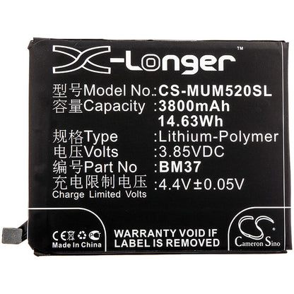 3.85V, 3800mAh, Li-Polymer Battery fits Xiaomi, Mi 5s Plus ( International Ver, Mi 5s Plus Premium Edition ( I, 14.63Wh