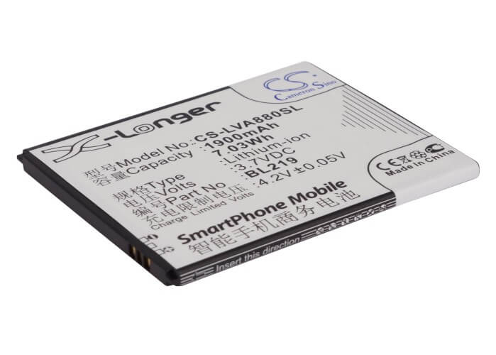 3.7V, 1900mAh, Li-ion Battery fits Lenovo, A388t, A880, 7.03Wh