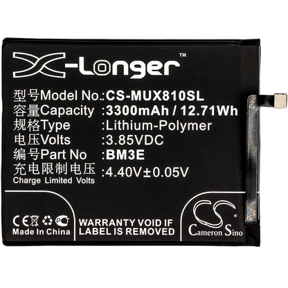 3.85V, 3300mAh, Li-Polymer Battery fits Xiaomi, Dipper, M1803e1a, 12.705Wh