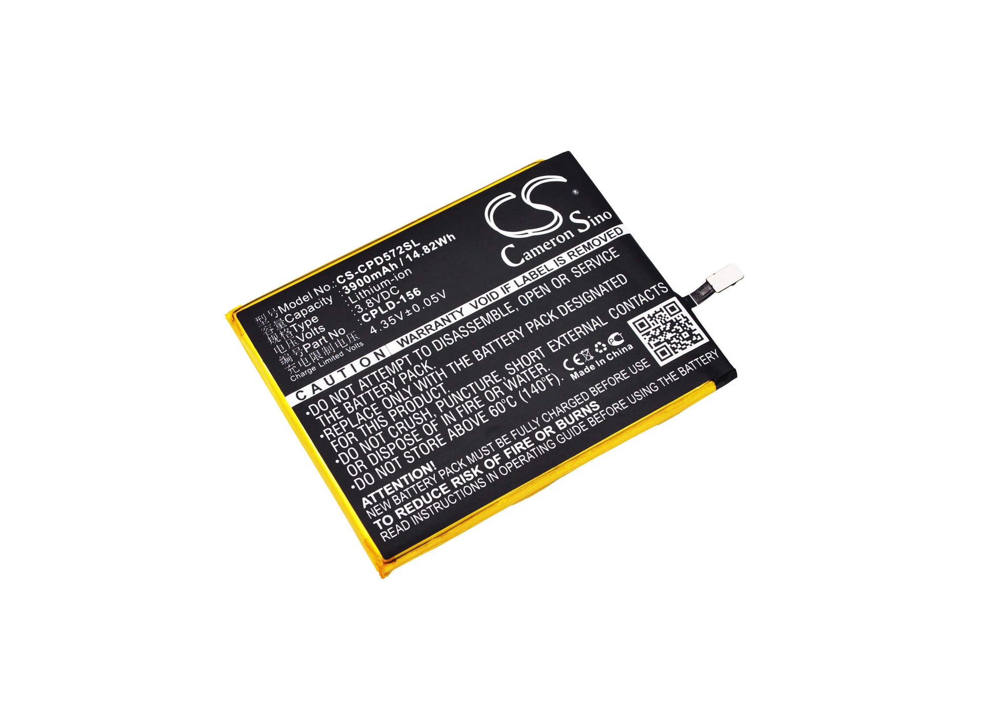 3.8V, 3900mAh, Li-Polymer Battery fits Coolpad, 5721, 8721, 14.82Wh