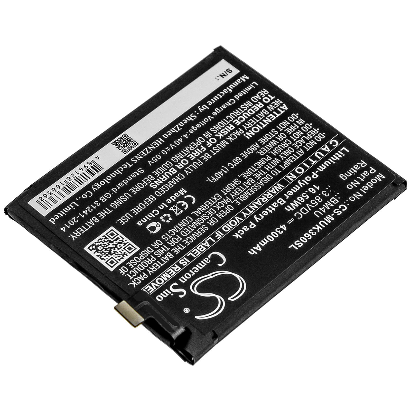 3.85V, 4300mAh, Li-Polymer Battery fits Redmi, K30 Ultra 5g, M2006j10c, 16.555Wh