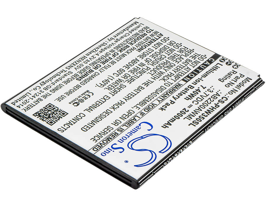3.7V, 2000mAh, Li-ion Battery fits Philips, W3500, W3509, 7.4Wh